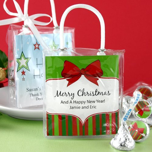 Christmas Holiday Party Supply and Favour Guide - Personalized Holiday Party Hershey's Kisses Gift Tote